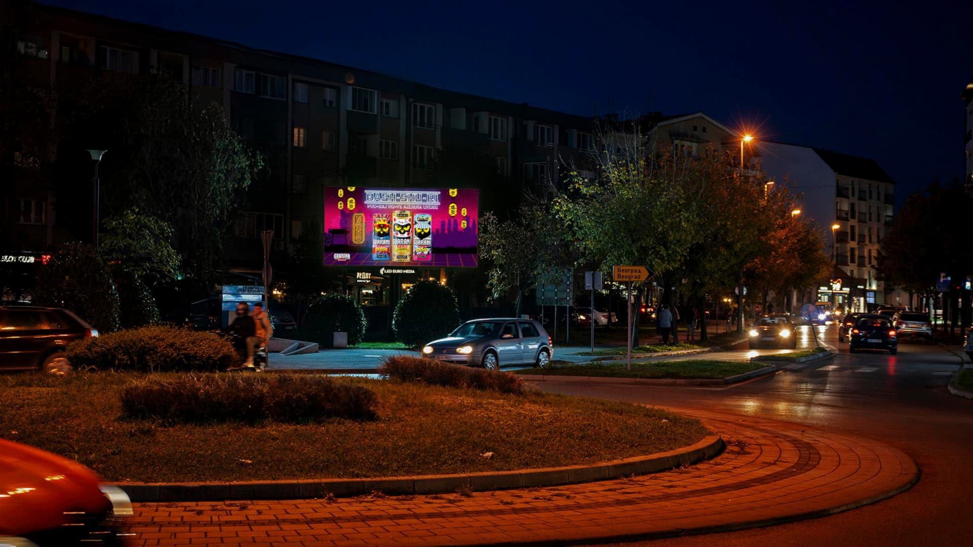 Reklamna lokacija danju i noću